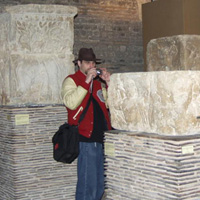 Taking pictures of the Nautes Pillar in Paris (credit: Meghan McNamara)